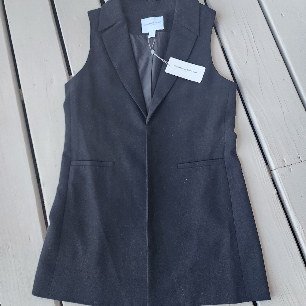 NWT M VEST Black Openfront long vest - Picture 12 of 16